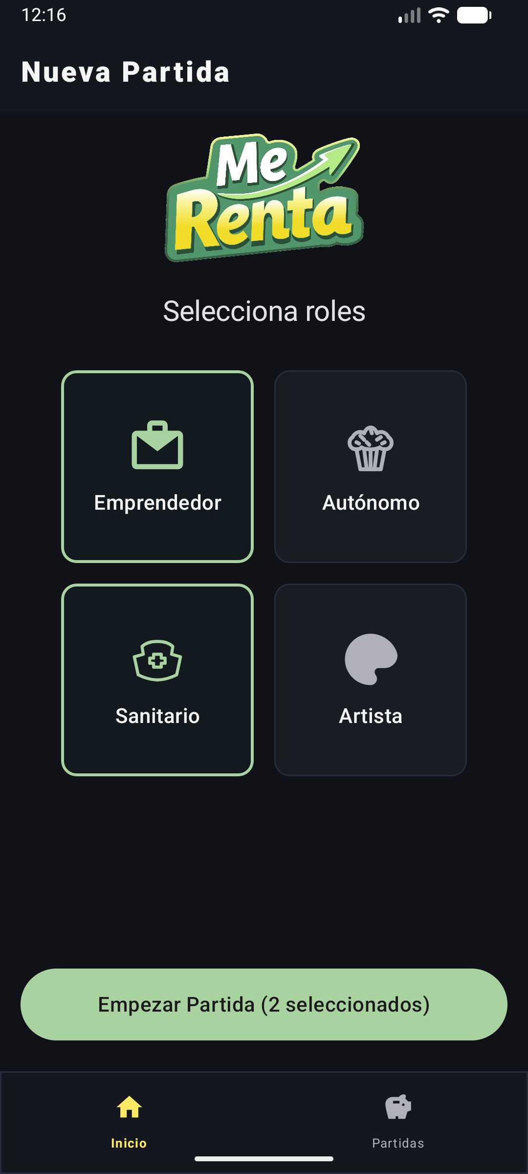 Pantalla de inicio