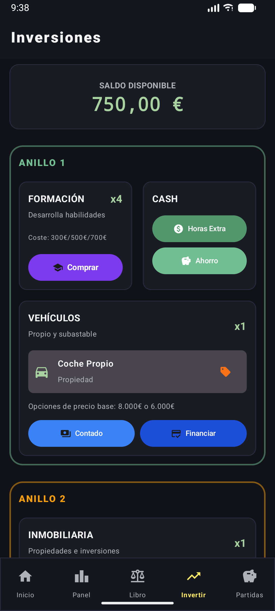 Pantalla de Inversión General